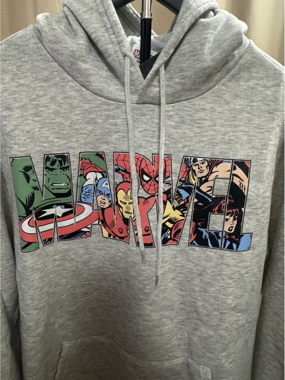Marvel Avengers Hoodie Mens L Gray Comic Graphic Pullover Sweatshirt Official - Picture 2 of 6